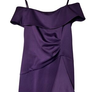 Xscape Purple Berry Off Shoulder Formal Maxi Dress‎ Size 16W Scuba Off Shoulder